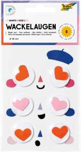 folia Wackelaugen Hearts Größe L Ø30mm 6 Stück selbstklebend