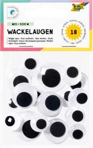 folia Wackelaugen Mix Größe M Ø14mm bis 25mm 18 Stück selbstklebend