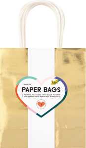 folia Papiertüten Gold glänzend Größe M 18x8x21cm 7 Stück Kraftpapier