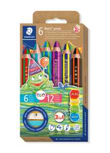 STAEDTLER Noris junior Buntstift Duo 6 Farben 6 Stück Spitzer Kartonetui