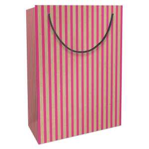 Braun & Company Geschenktasche Stripes neonpink 23x33x11cm Kraftpapier