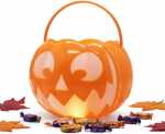 Halloween LED Leuchteimer mit Sound orange