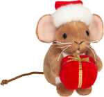 Teddy-HERMANN Weihnachtsmaus mit Geschenk braun 11cm