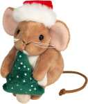 Teddy-HERMANN Weihnachtsmaus mit Tannenbaum braun 11cm