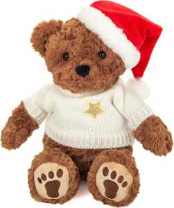 Teddy-HERMANN Weihnachtsteddy mit Pullover braun 30cm
