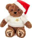 Teddy-HERMANN Weihnachtsteddy mit Pullover braun 30cm