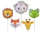 Folienballon Mini Tiere mit Holzstab gefüllt 5fach...