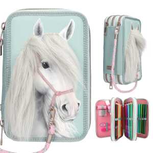 DEPESCHE Miss Melody Federtasche 3fach mit Pferdekopf Applikation