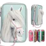 DEPESCHE Miss Melody Federtasche 3fach mit Pferdekopf...