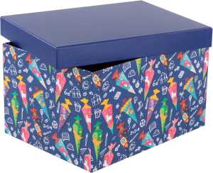 Idena Geschenkbox Schultüte blau 31x24x18cm