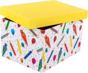 Idena Geschenkbox Stifte & Schultüte gelb 31x24x18cm