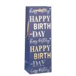 Idena Flaschentasche Happy Birthday blau 12,5x35x9xcm...