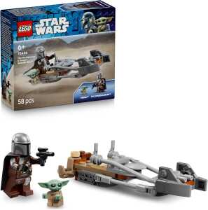 LEGO STAR WARS Der Mandalorianer und Grogu auf ihrem Speeder Bike