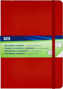 TSI Notizbuch A5 kariert, 96 Blatt, rot