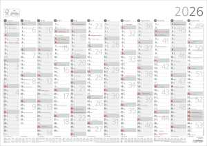 2026 Zettler Jahresübersicht 12M/1S A3 1 Stk. plano grau/rot