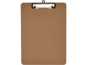 Klemmbrett , Holzhartfaser, braun, DINA4, mit Aufhängeöse