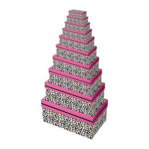 Set 10 Boxen Leopard rechteckig