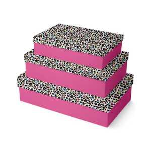 Set 3 Boxen Leopard rechteckig