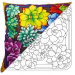 Kissen 100% Seide 40x40cm Sukkulent