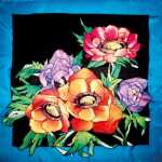 Seidentuch 100% 90x90cm Anemone