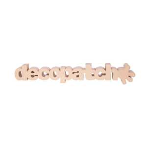 Wort Decopatch aus Pappmaché