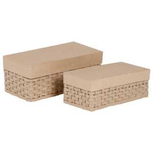 2 rechteckige geflochtene Boxen