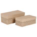 2 rechteckige geflochtene Boxen