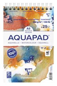 Aquapad mit Spirale  300g A5 25Bl
