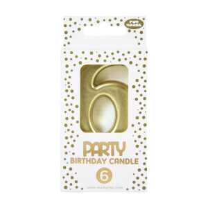 Kerze Zahl Gold, 6