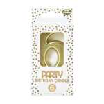 Kerze Zahl Gold, 6