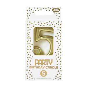 Kerze Zahl Gold, 5