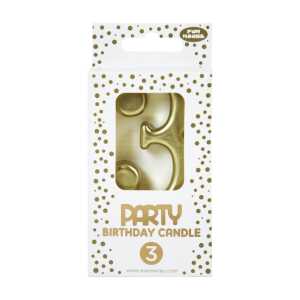 Kerze Zahl Gold, 3