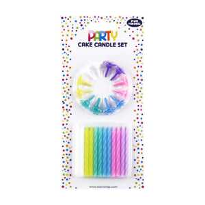 Set 24 Kerzen +12 Halter Pastell st