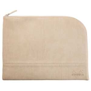 Rhodia Etui Zip KLeder 21x28 beige