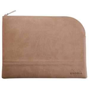 Rhodia Etui Zip KLeder 21x28 taupe