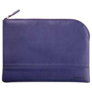 Rhodia Etui Zip KLeder 16x22 blau