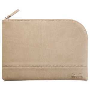 Rhodia Etui Zip KLeder 16x22 beige