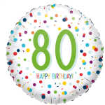Folienballon Happy Birthday 80 Konfetti rund