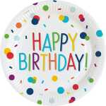 Pappteller Confetti Happy Birthday 23cm 8 Stück