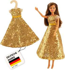 Paillettenkleid Time2Shine Goldstar für Modepuppen gold Größe 29cm