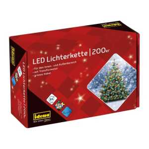 Idena Lichterkette 200 LED bunt 8h Timer 27,9m