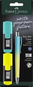 Faber-Castell Schreibset Textmarker + Poly Ball gelb tÃ¼rkis Blister