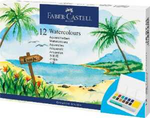 Faber-Castell Aquarellfarben im Näpfchen mit Pinsel 12 Stück