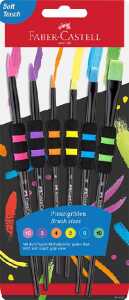Faber-Castell Pinsel Softgriffstück schwarz 6 Stück Blister