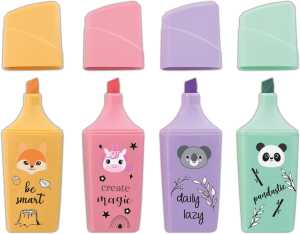EBERHARD FABER Textmarker Mini Animal pastell 4 Farben 4 Stück Tiermotive Kartonetui