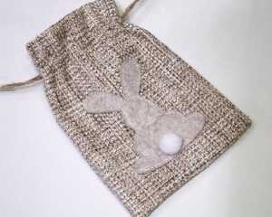 Jute-Stoff Beutel 13x10cm mit süßem Häschen
