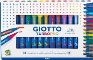Giotto Doppelfasermaler Turbo Pro 15 Farben mit wasserlÃ¶slicher Tinte Kartonetui