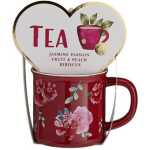 Becher Rosenmotiv rot & 4 Teebeutel Geschenkset