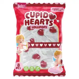 Lollipops Cupido Hearts 96g 8 Stück Erdbeergeschmack