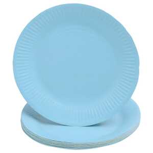 20 Teller Rund Ø 23 cm hellblau